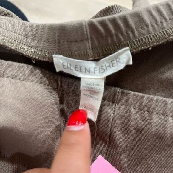 Eileen Fisher Ankle Chino Pants Women XL Tan Brown Elastic Waist Regular Fit Str - Picture 6 of 7